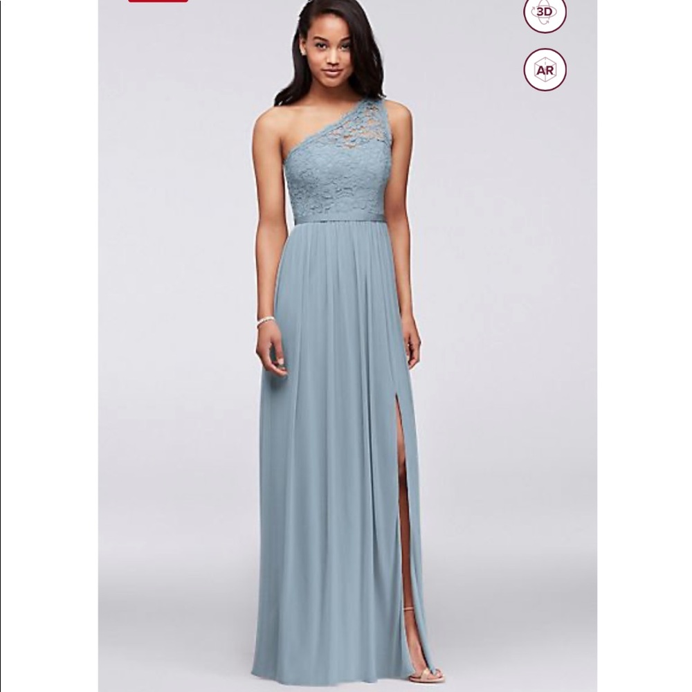 David’s Bridal Long One Shoulder Lace Bridesmaid’s